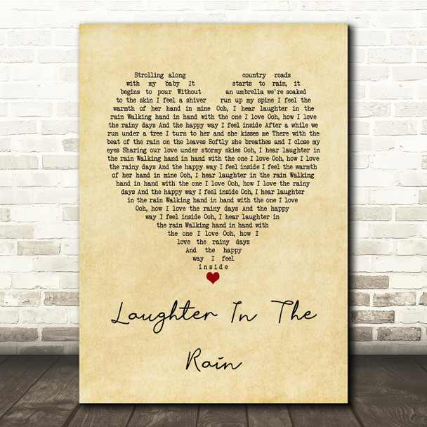 Neil Sedaka Laughter In The Rain Vintage Heart Song Lyric Music Print