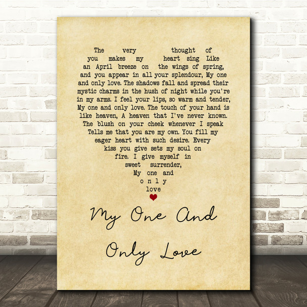 Sting My one and only love Vintage Heart Song Lyric Music Print