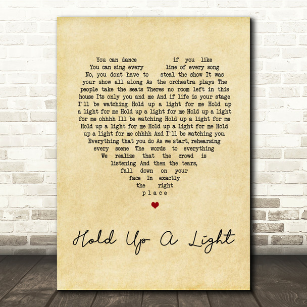 Take That Hold Up A Light Vintage Heart Song Lyric Music Print