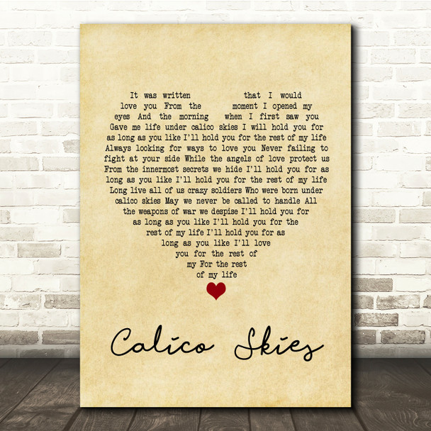 Paul McCartney Calico Skies Vintage Heart Song Lyric Music Print