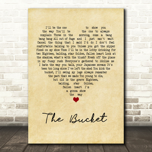 Kings Of Leon The Bucket Vintage Heart Song Lyric Music Print