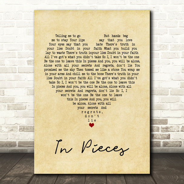 Linkin Park In Pieces Vintage Heart Song Lyric Music Print