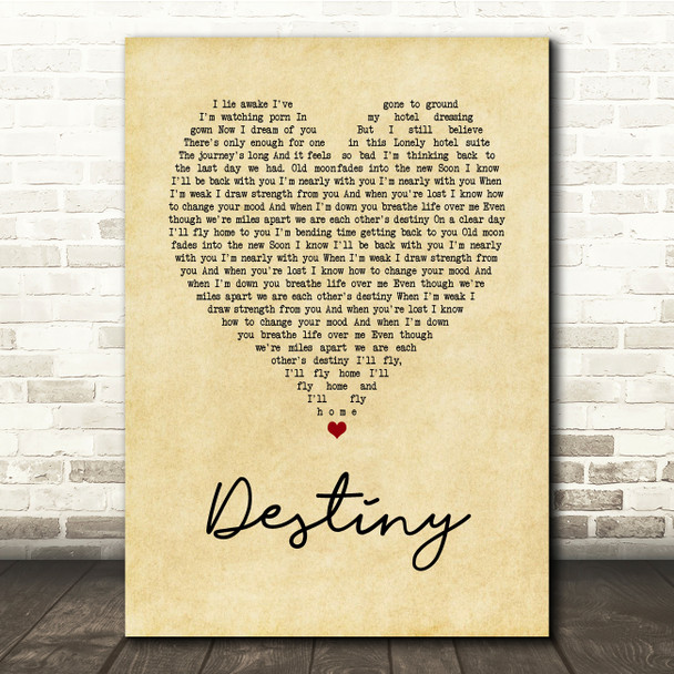 Zero 7 Destiny Vintage Heart Song Lyric Music Print