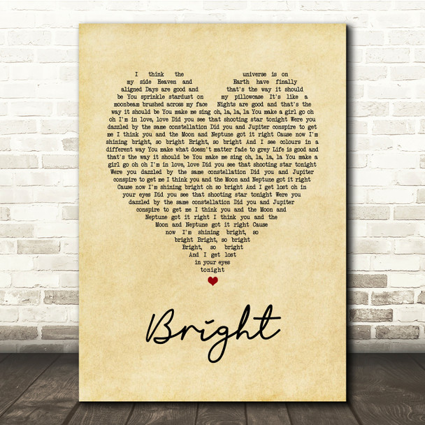 Echosmith Bright Vintage Heart Song Lyric Music Print