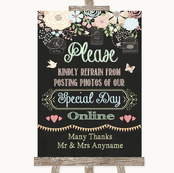 Shabby Chic Chalk Don't Post Photos Online Social Media Wedding Sign