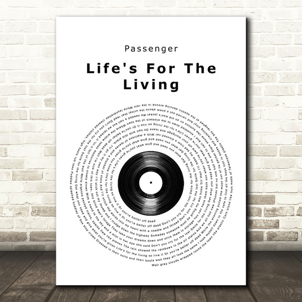 Passenger Life's For The Living Vinyl Record Song Lyric Music Print