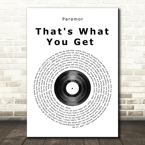 Paramor That's What You Get Vinyl Record Song Lyric Music Print