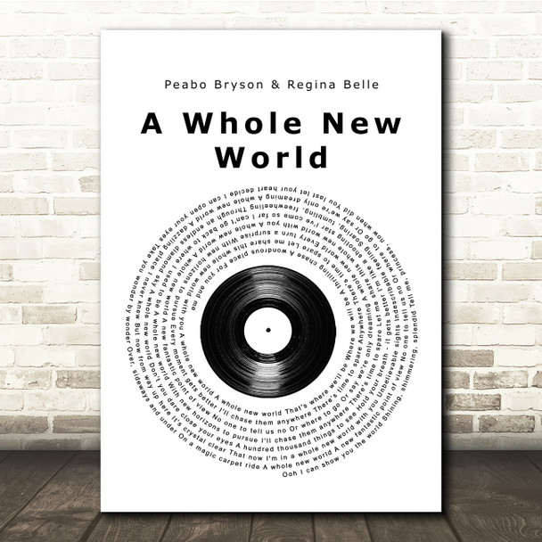 Peabo Bryson & Regina Belle A Whole New World Vinyl Record Song Lyric Music Print