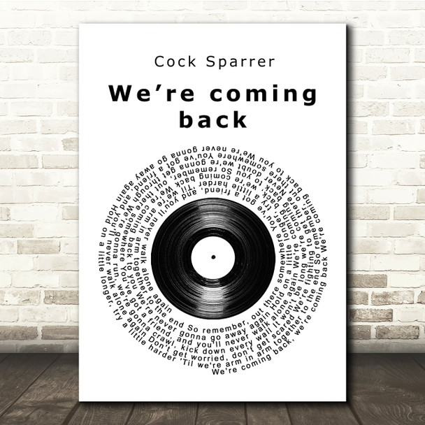 Cock Sparrer Were coming back Vinyl Record Song Lyric Music Print
