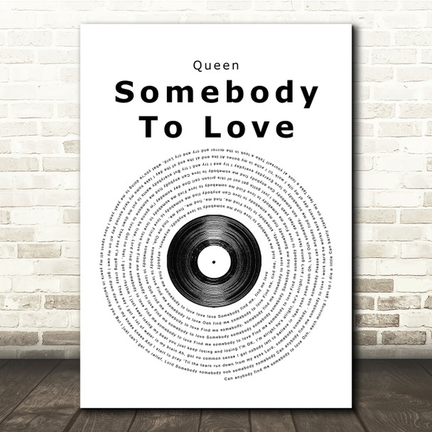Queen Somebody To Love Vinyl Record Song Lyric Music Print