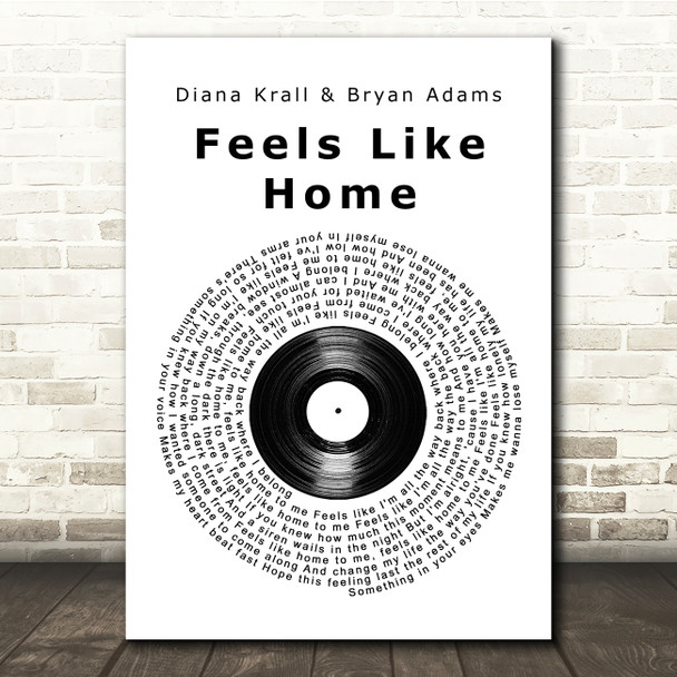 Diana Krall & Bryan Adams Feels Like Home Vinyl Record Song Lyric Music Print