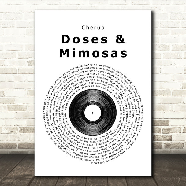 Cherub Doses & Mimosas Vinyl Record Song Lyric Music Print