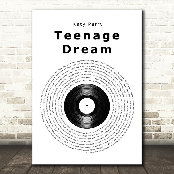 Katy Perry Teenage Dream Vinyl Record Song Lyric Music Print
