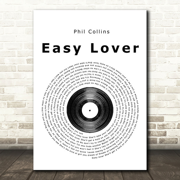 Phil Collins Easy Lover Vinyl Record Song Lyric Music Print