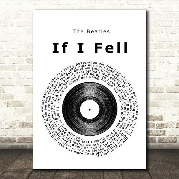 The Beatles If I Fell Vinyl Record Song Lyric Music Print