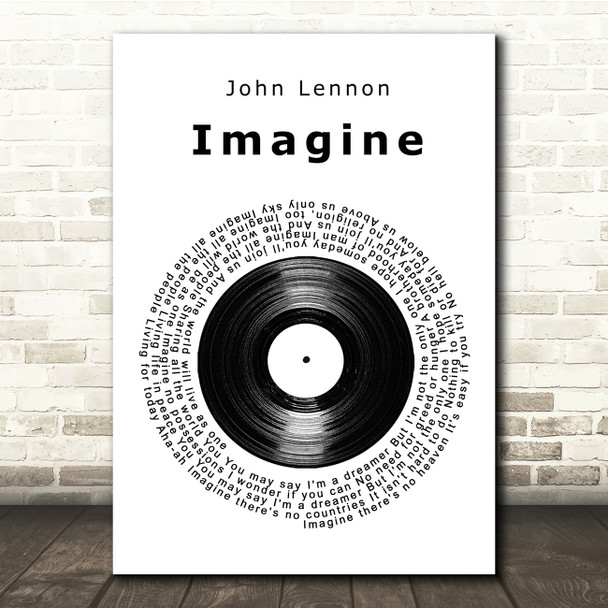 John Lennon Imagine Vinyl Record Song Lyric Music Print
