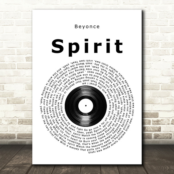 Beyonce Spirit Vinyl Record Song Lyric Music Print