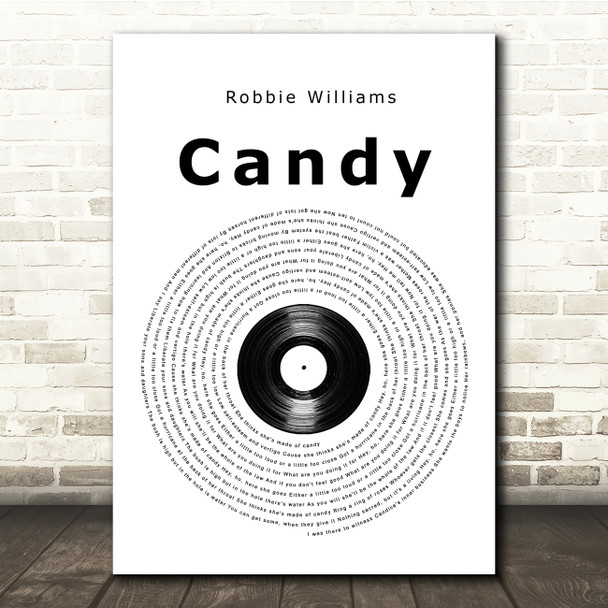 Robbie Williams Candy Vinyl Record Song Lyric Music Print
