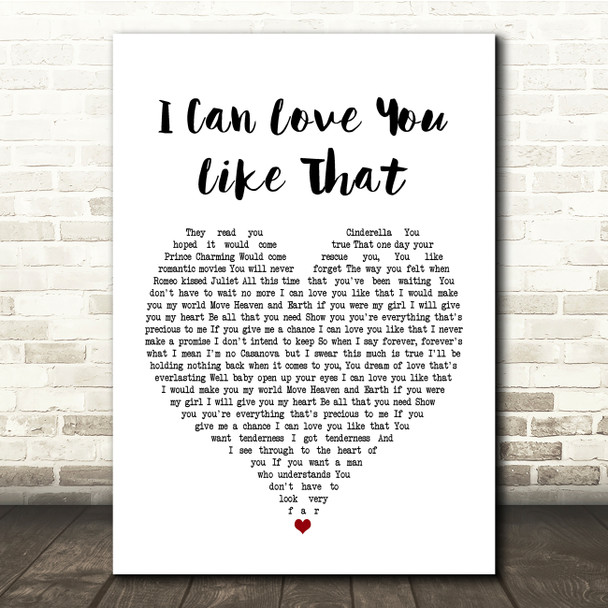 All-4-One I Can Love You Like That White Heart Song Lyric Music Print