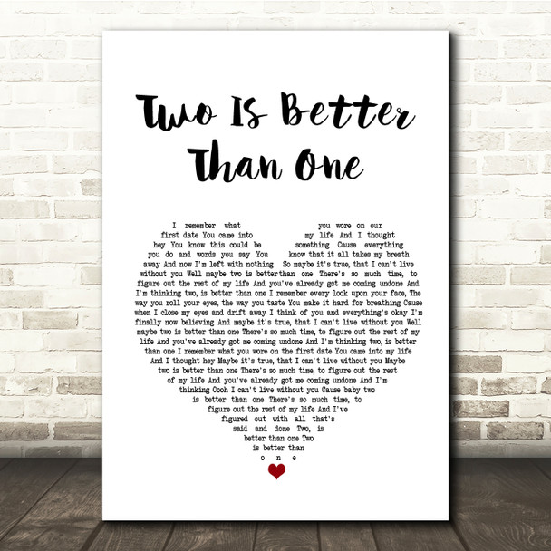 Boys Like Girls Two Is Better Than One White Heart Song Lyric Music Print