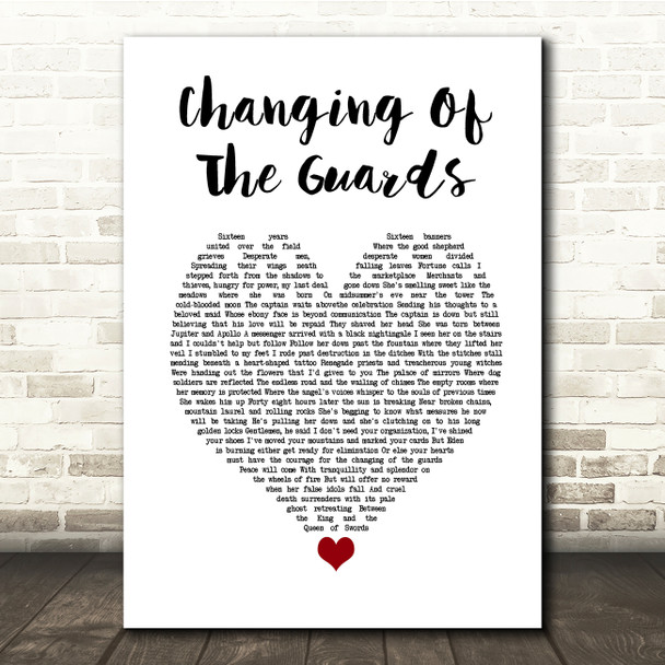 Bob Dylan Changing Of The Guards White Heart Song Lyric Music Print