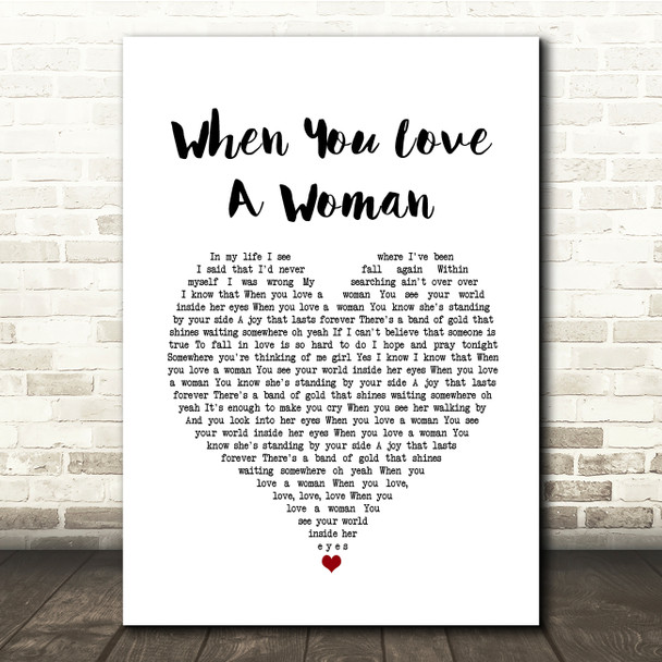 Journey When You Love A Woman White Heart Song Lyric Music Print