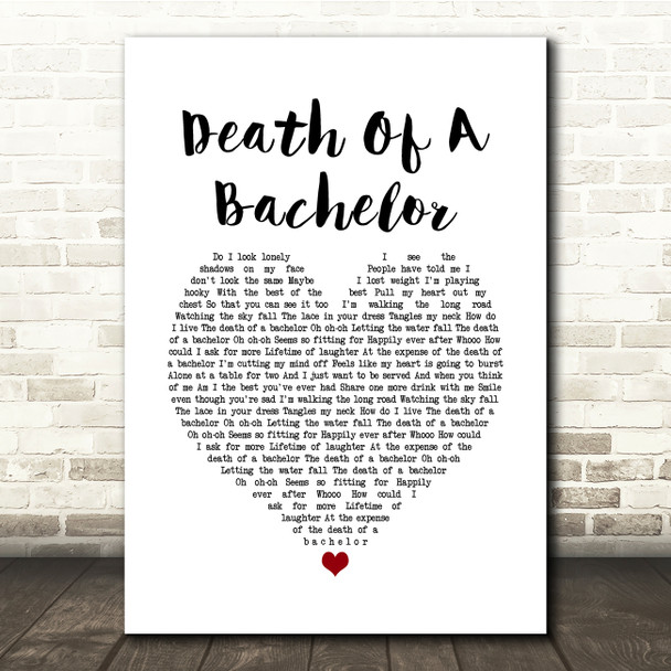 Panic! At The Disco Death Of A Bachelor White Heart Song Lyric Music Print