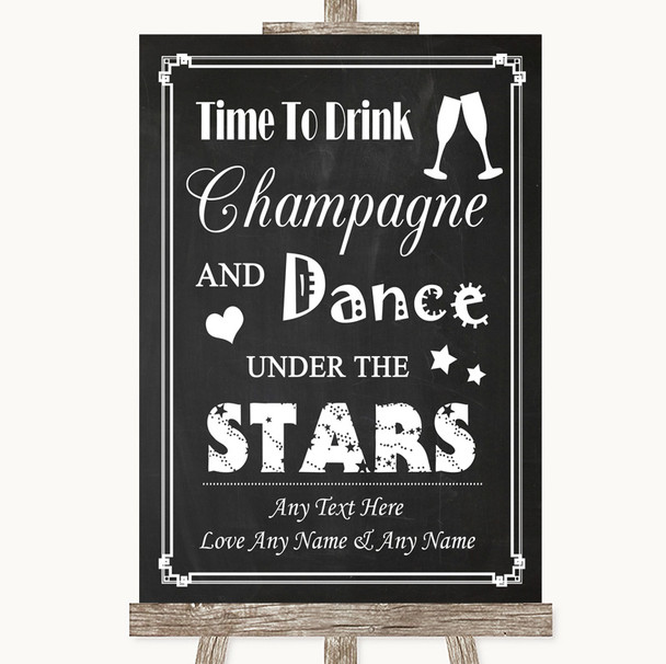 Chalk Style Drink Champagne Dance Stars Personalized Wedding Sign