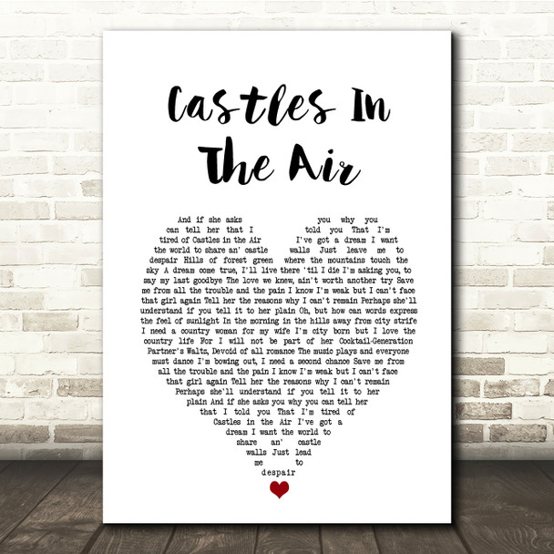 Don McLean Castles In The Air White Heart Song Lyric Music Print