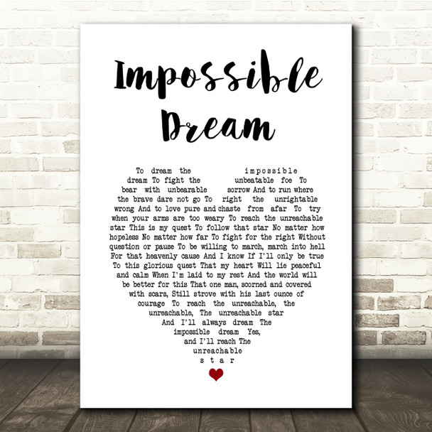 Luther Vandross Impossible Dream White Heart Song Lyric Music Print