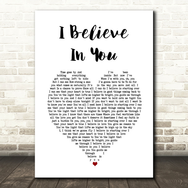 Michael Buble I Believe In You White Heart Song Lyric Music Print