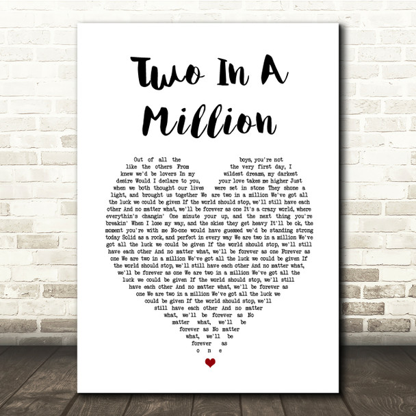 S Club 7 Two In A Million White Heart Song Lyric Music Print