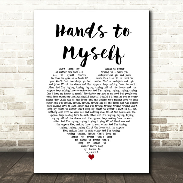 Kings of Leon Hands to Myself White Heart Song Lyric Music Print