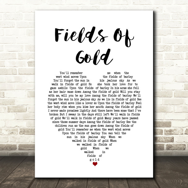 Sting Fields Of Gold White Heart Song Lyric Music Print