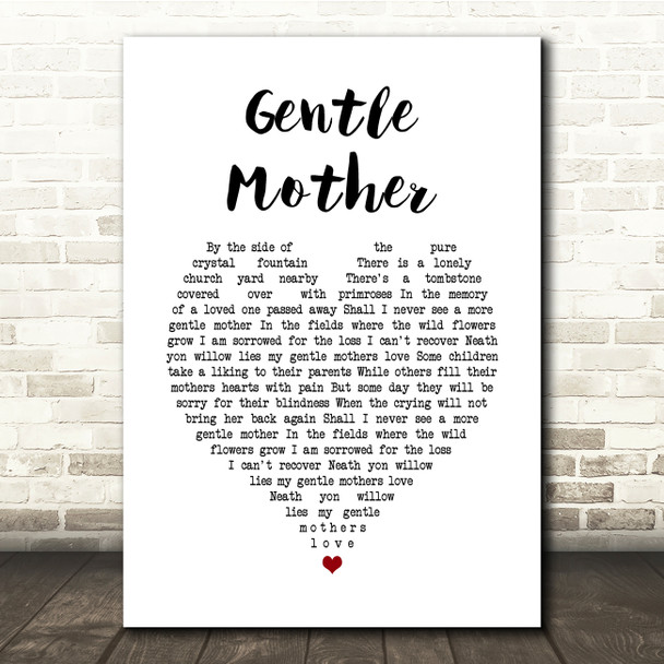 Foster and Allen Gentle Mother White Heart Song Lyric Music Print