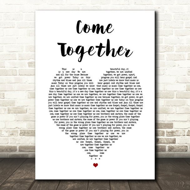 Primal Scream Come Together White Heart Song Lyric Music Print