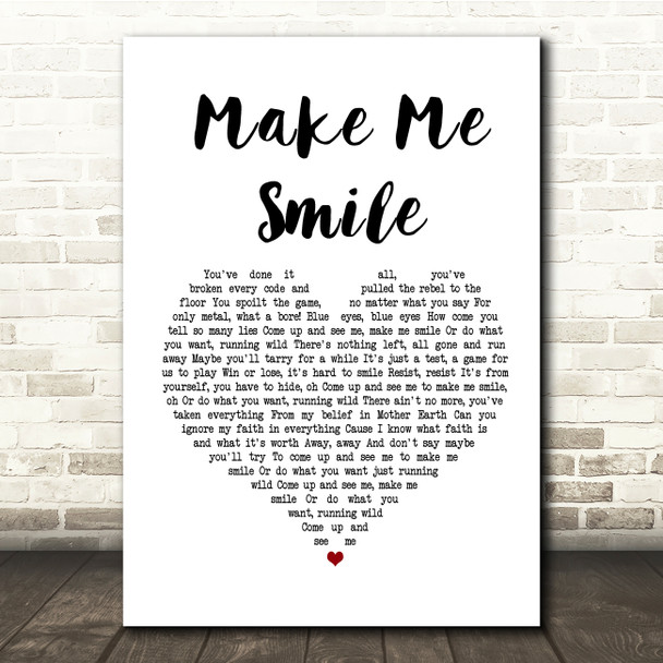 Steve Harley Make Me Smile White Heart Song Lyric Music Print