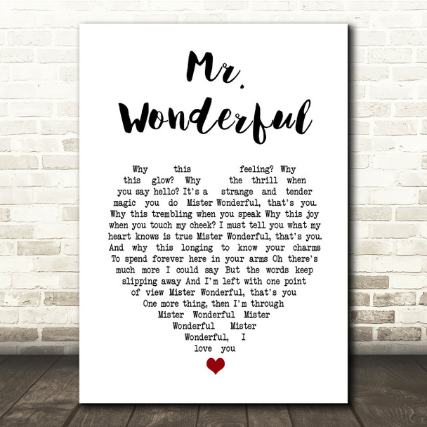 Peggy Lee Mr. Wonderful White Heart Song Lyric Music Print