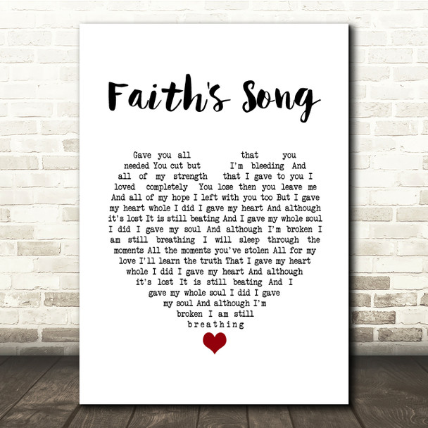 Amy Wadge Faith's Song White Heart Song Lyric Music Print