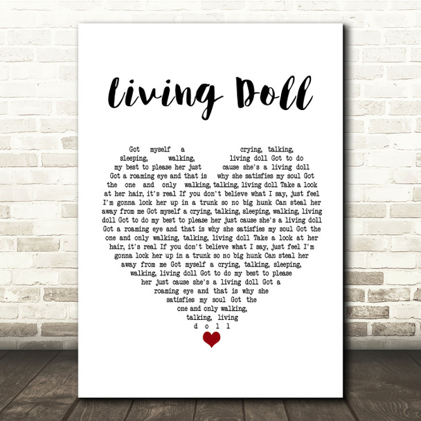 Cliff Richard and The Drifters Living Doll White Heart Song Lyric Music Print