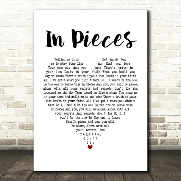 Linkin Park In Pieces White Heart Song Lyric Music Print