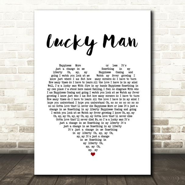 The Verve Lucky Man White Heart Song Lyric Music Print