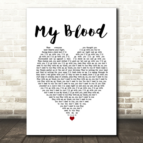 Twenty One Pilots My Blood White Heart Song Lyric Music Print