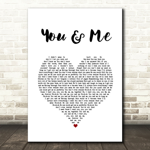 James TW You & Me White Heart Song Lyric Music Print