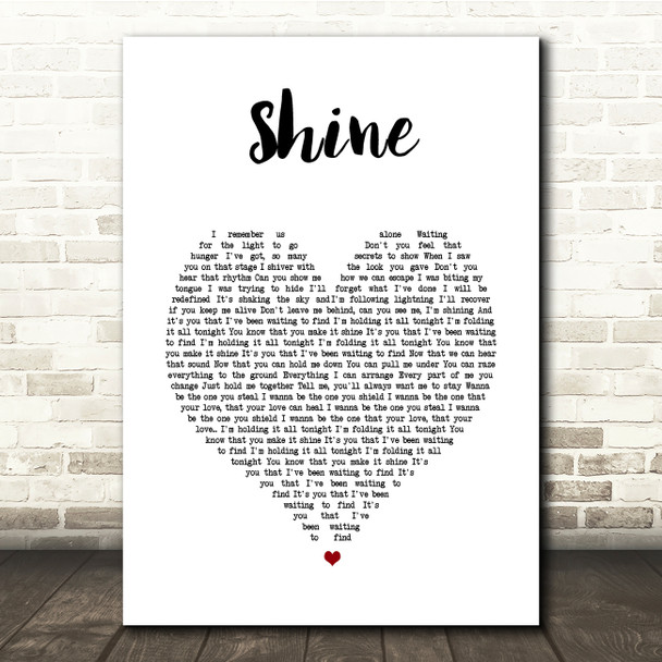 Years & Years Shine White Heart Song Lyric Music Print