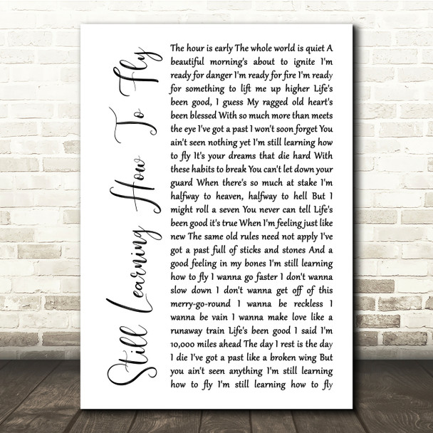 Rodney Crowell Still Learning How To Fly White Script Song Lyric Music Print