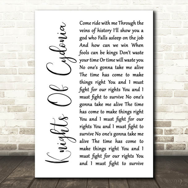 Muse Knights Of Cydonia White Script Song Lyric Music Print