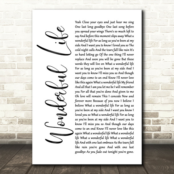 Alter Bridge Wonderful Life White Script Song Lyric Music Print