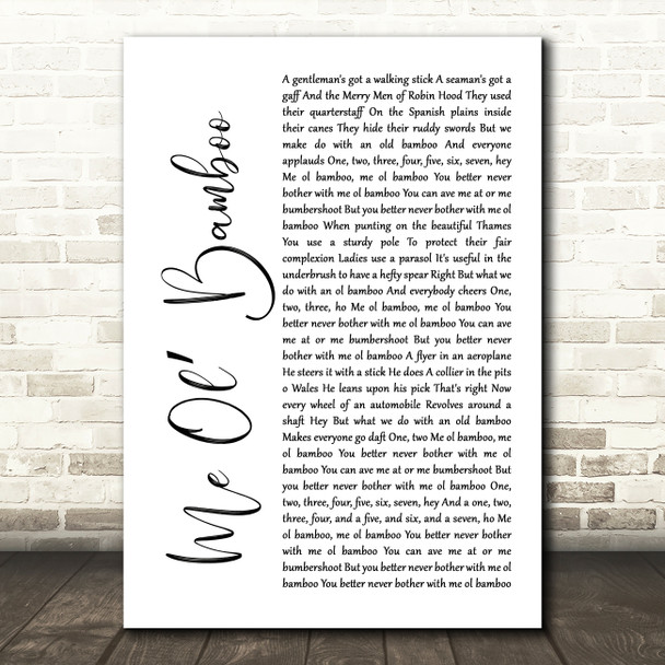Dick Van Dyke Me Ol Bamboo White Script Song Lyric Music Print