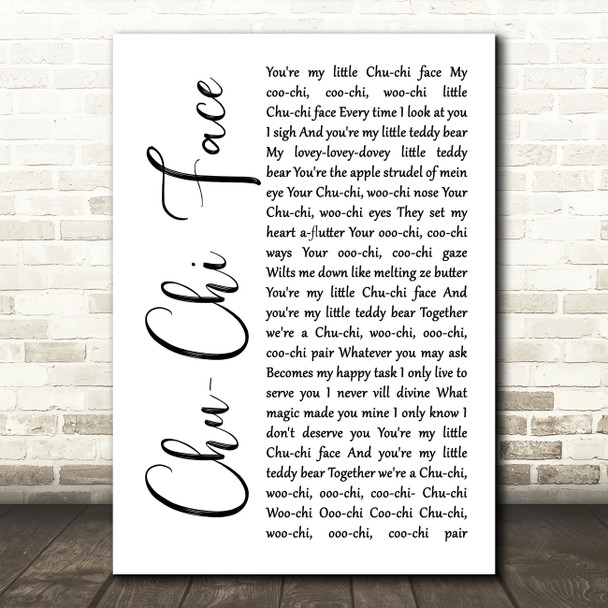 Gert Frobe & Anna Quayle Chu-Chi Face White Script Song Lyric Music Print